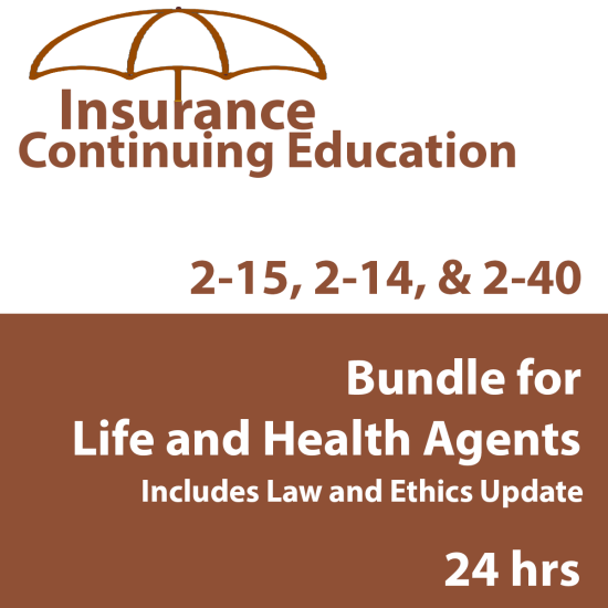 24 hr CE - 2-15, 2-14 or 2-40 Health and Life Complete CE Bundle (INSCEB023FL24)